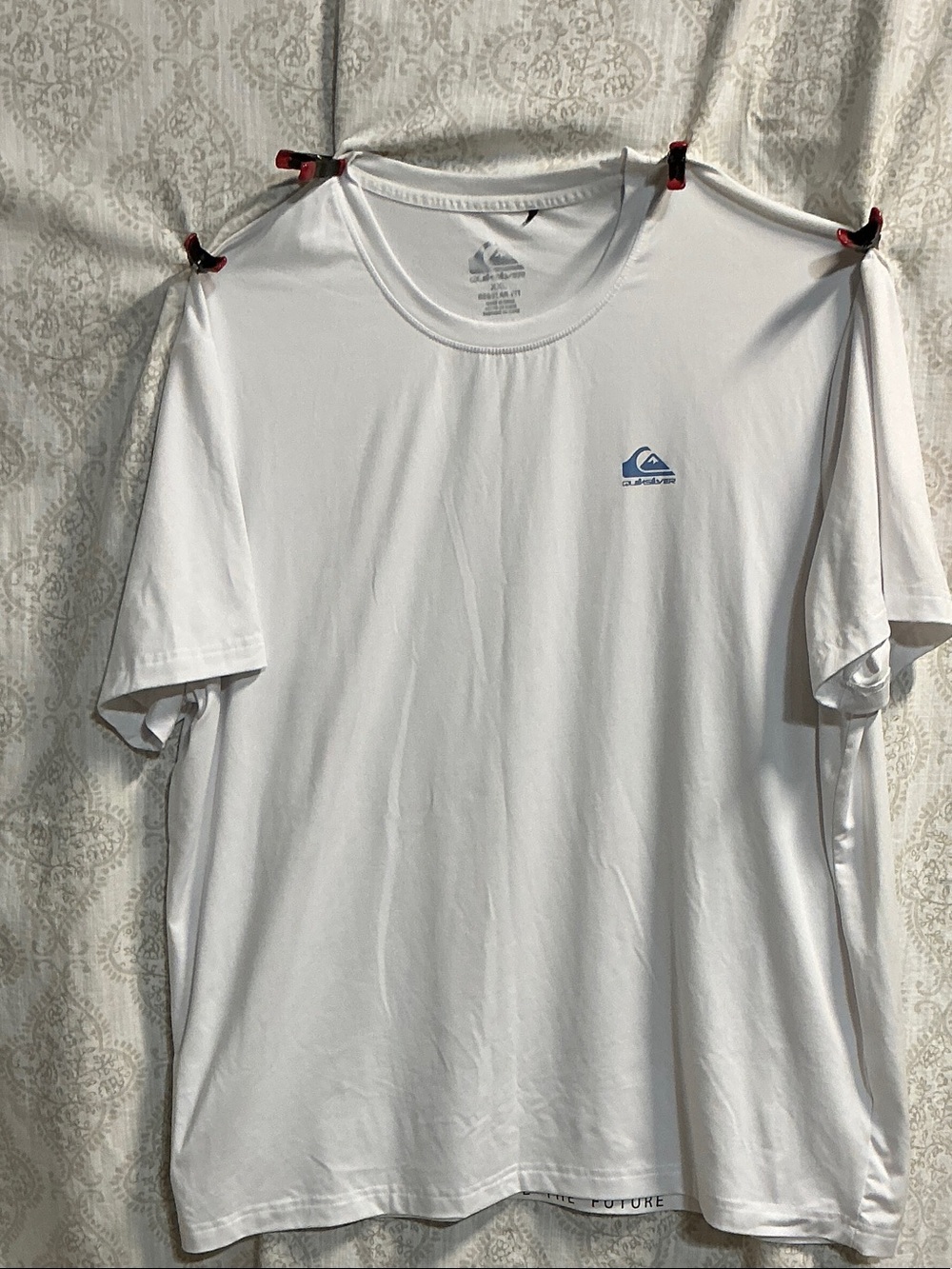 Quiksilver White Short Sleeve Tee with Small Blue Logo